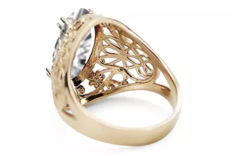 Zircon Or jaune 14 carats Anneau Style vintage vrc074y